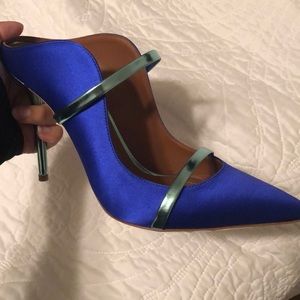 Malone Souliers satin electric blue mule size 39